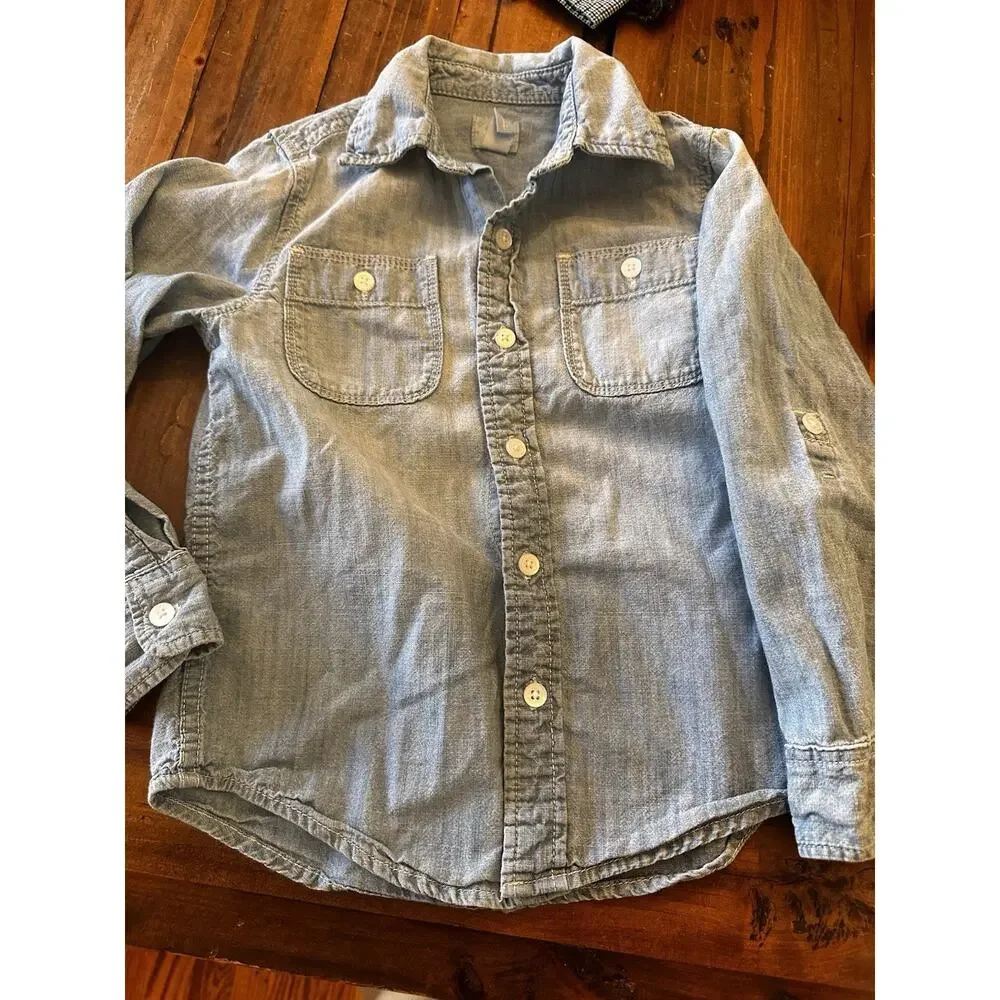 Boys Size 5 Button Front Shirts Long Sleeve Lot Of 6 Gap Ralph Lauren Old Navy